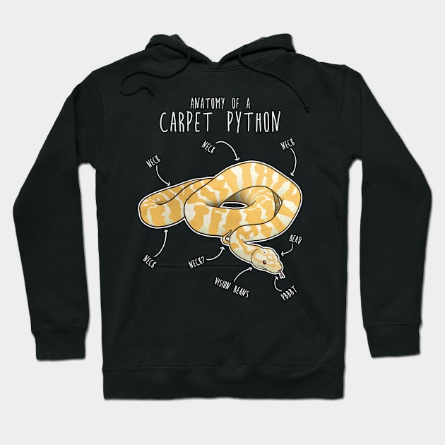 Albino Darwin Carpet Python Snake Anatomy Hoodie by Psitta